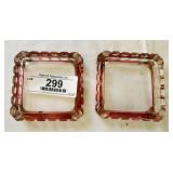 Pair of Ruby Trimmed Glass Ashtrays