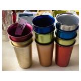 9 Aluminum Glasses - Juice Cups