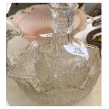 Pressed Glass Bowl & Decanter