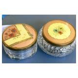 2 Vintage Lidded Powder Boxes