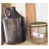 Vintage Cigar Jar & 1 Gallon Crock Jug