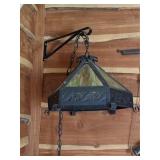 Contemporary Hanging / Slag Glass Lamp