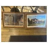 Pair of Old Framed Downtown Evansville Prints