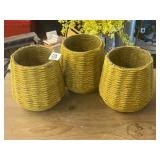 Lot of 3 Woven Jute & Glass Votive Candleholders