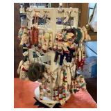 Lot of Assorted Fabric "Letter" Ornaments & Stand