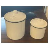 Pair of Enameled Canisters
