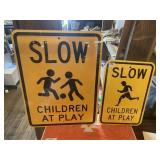 Pair of Metal "Slow Children At Play" Signs