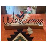 Wood Block Metal "Welcome" Sign