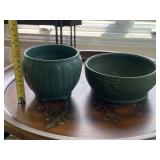 2 Green Art Pottery Pieces