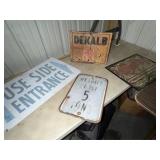 3 Metal Signs & A Print