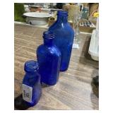 3 Matching Cobalt Blue Jars