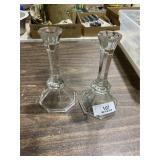 Set of Clear Glass Candlesticks