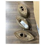 3 Antique Cast Iron Irons