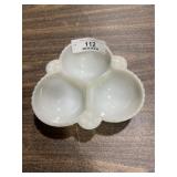 Milk Glass Hobnail Divided Dish