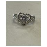 Estate Heart White Sapphire Ring