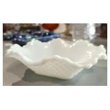 Milk Glass Ruffled Edge Candy Dish