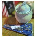 Porcelain Candy Dish & Scissors