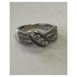Sterling Silver 3 Stone Diamond Ring