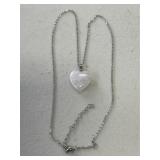 Vintage Rose Quartz Gemstone Heart Necklace