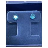 Beautiful Blue Quartz Solitaire Earrings