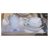 Porcelain Tray, Teapot, Sugar Bowl