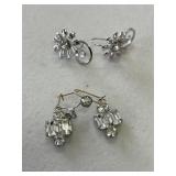 2 Pair Vintage Rhinestone Earrings