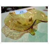 Vintage USA Amber Glass Footed Candy Dish