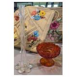 Twisted Stem Art Glass Petal Vase