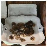 Glazed Porcelain Ornate Bowl, Tray & Pendants