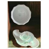 Glazed Porcelain Ornate Candleholder & Pot