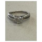 Sterling Silver White Sapphire Solitaire Ring