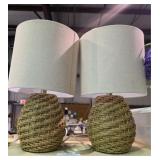 2 Vintage Rope Lamps & Shades
