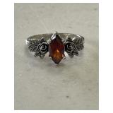 Sterling Silver Ornate Vintage Garnet Ring