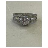 Sterling Silver White Sapphire Engagement Ring