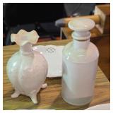 Porcelain Flower Vase, Stoppered Bottle & Tray