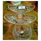 Vintage Candy Dish, Stem Goblets & Miniature Locks