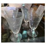 Crystal Etched Stem Goblets