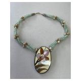 Vintage Lee Sands Hawaiian Gemstone Inlay Necklace