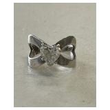 Sterling Silver White Sapphire Heart Solitaire Rin