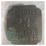 Evansville Newman Plumbing Co. Employee Badge