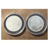 Two 1921 D Morgan Silver Dollars