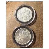 Two 1923 S Silver Peace Dollars