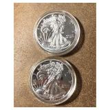 Two 2021 American Silver Eagle Coins