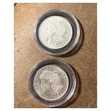 Two 1921 D Morgan Silver Dollars