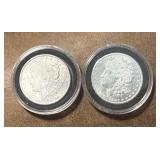 Two 1921 Morgan Silver Dollars