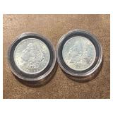 Two 1921 Morgan Silver Dollars