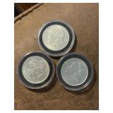 Three 1921 Morgan Silver Dollars