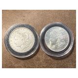Two 1921 Morgan Silver Dollars
