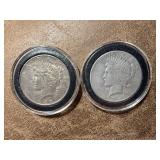 Two Silver Peace Dollars