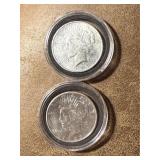 Two 1923 S Silver Peace Dollars